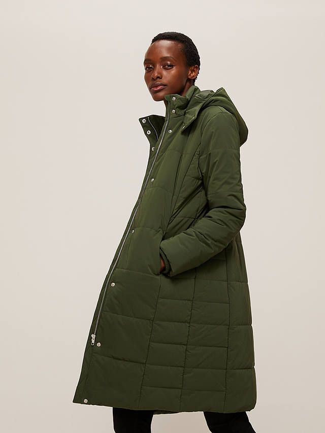 womens long green padded coat