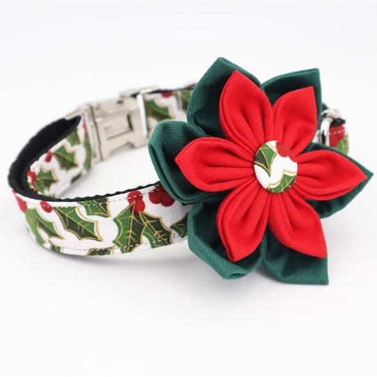 Holly Christmas Dog Collar