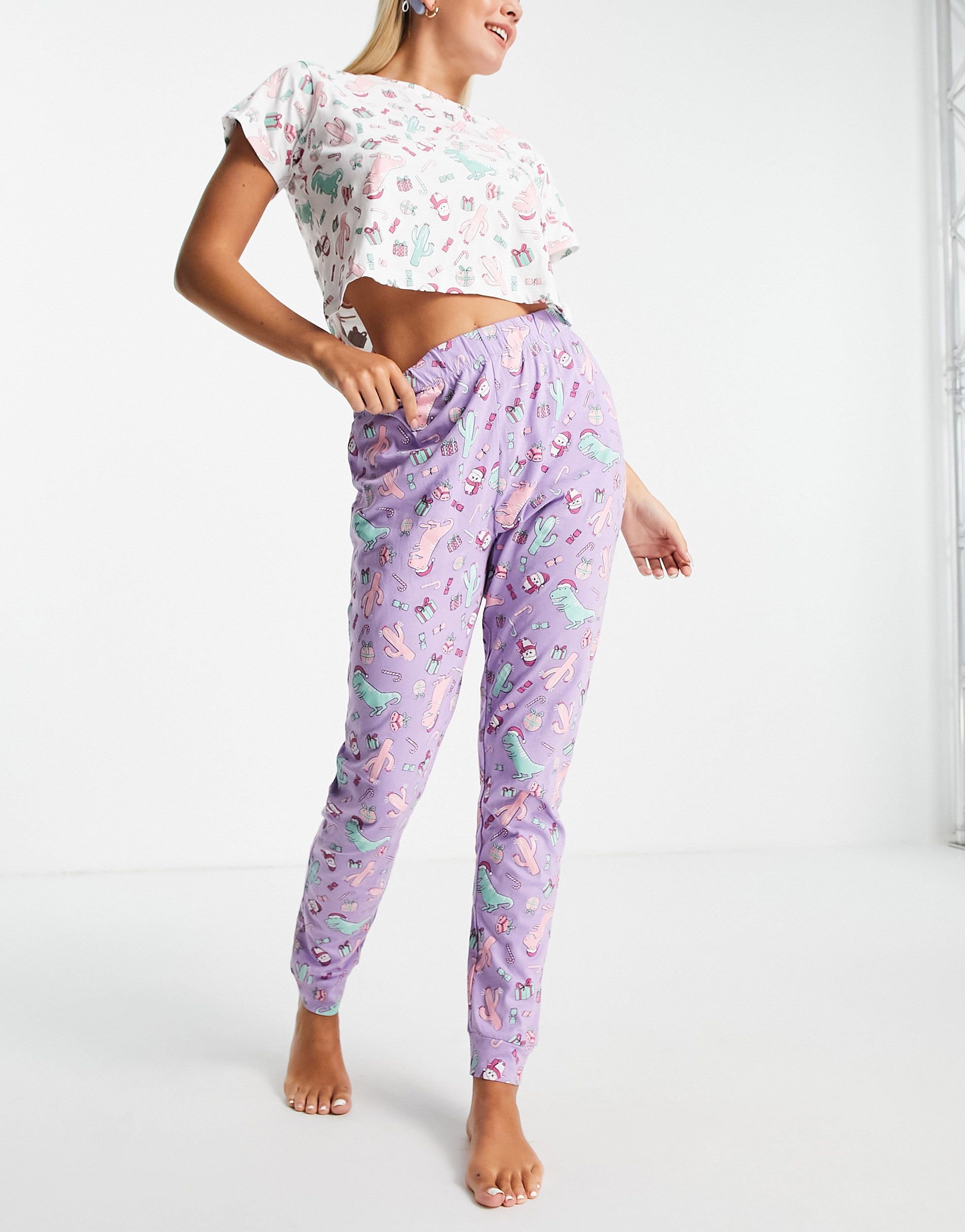 Personalised Girl's Cami Pyjama Set in Satin Nightwear Summer PJ's Unicorn 