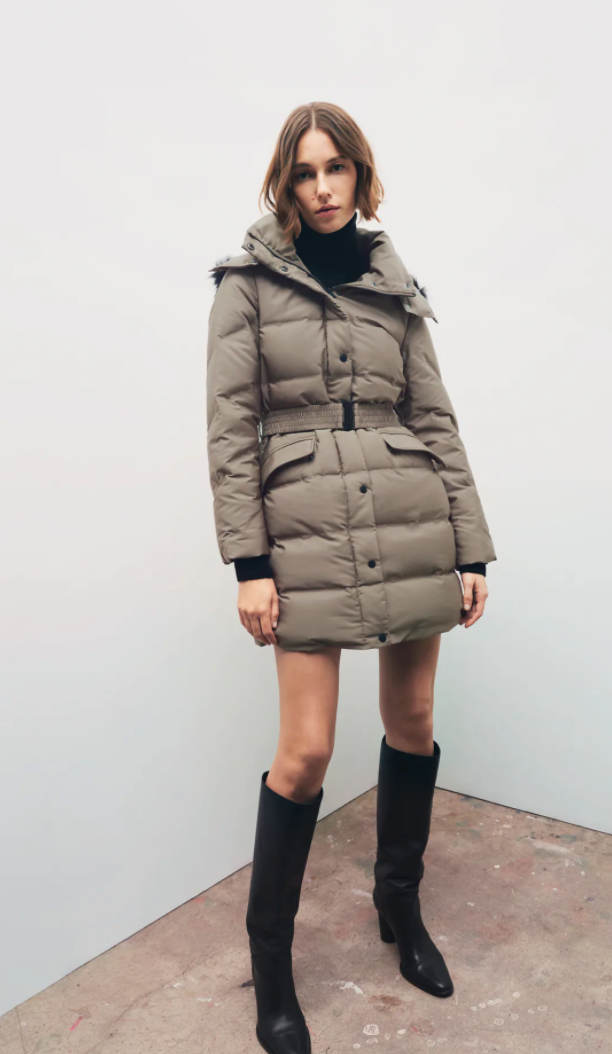 belted down puffer jacket