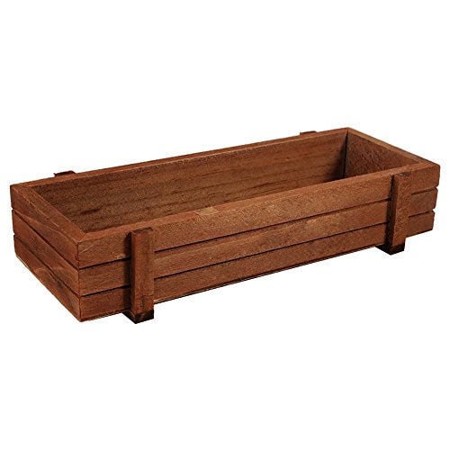 Macetero rectangular de madera oscura