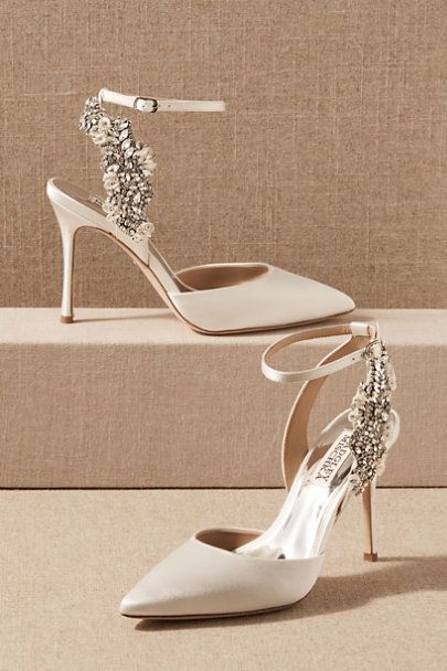 Perfect Bridal Katelyn Dyeable Ivory Satin Crystal Wedding Sandals