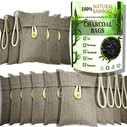 wyewye Activated Bamboo Charcoa Air Purifyingl Bags for Car Closet Shoe Home Basement Litter Box Cigarette Smoke Gym Bag 15Packs×100g