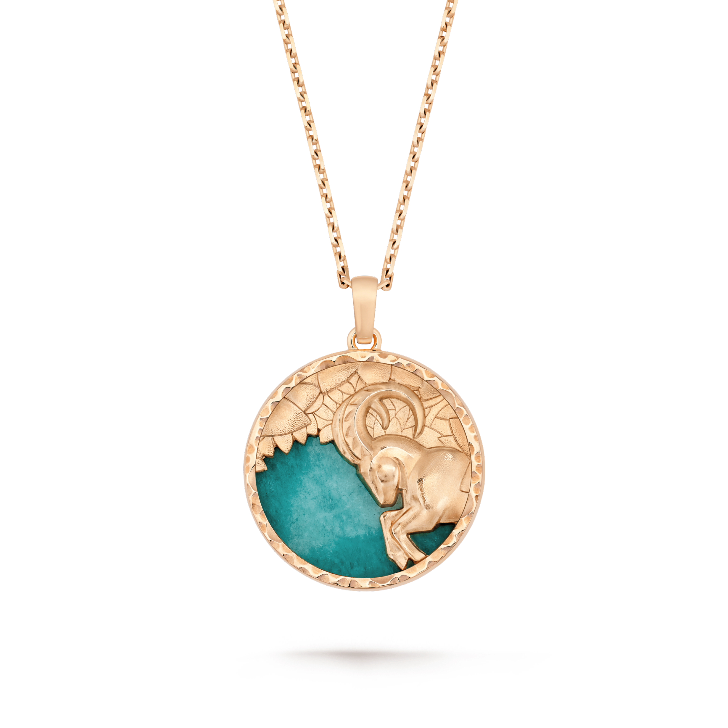 Zodiaque long necklace Capricorni (Capricorn) Rose gold, Amazonite