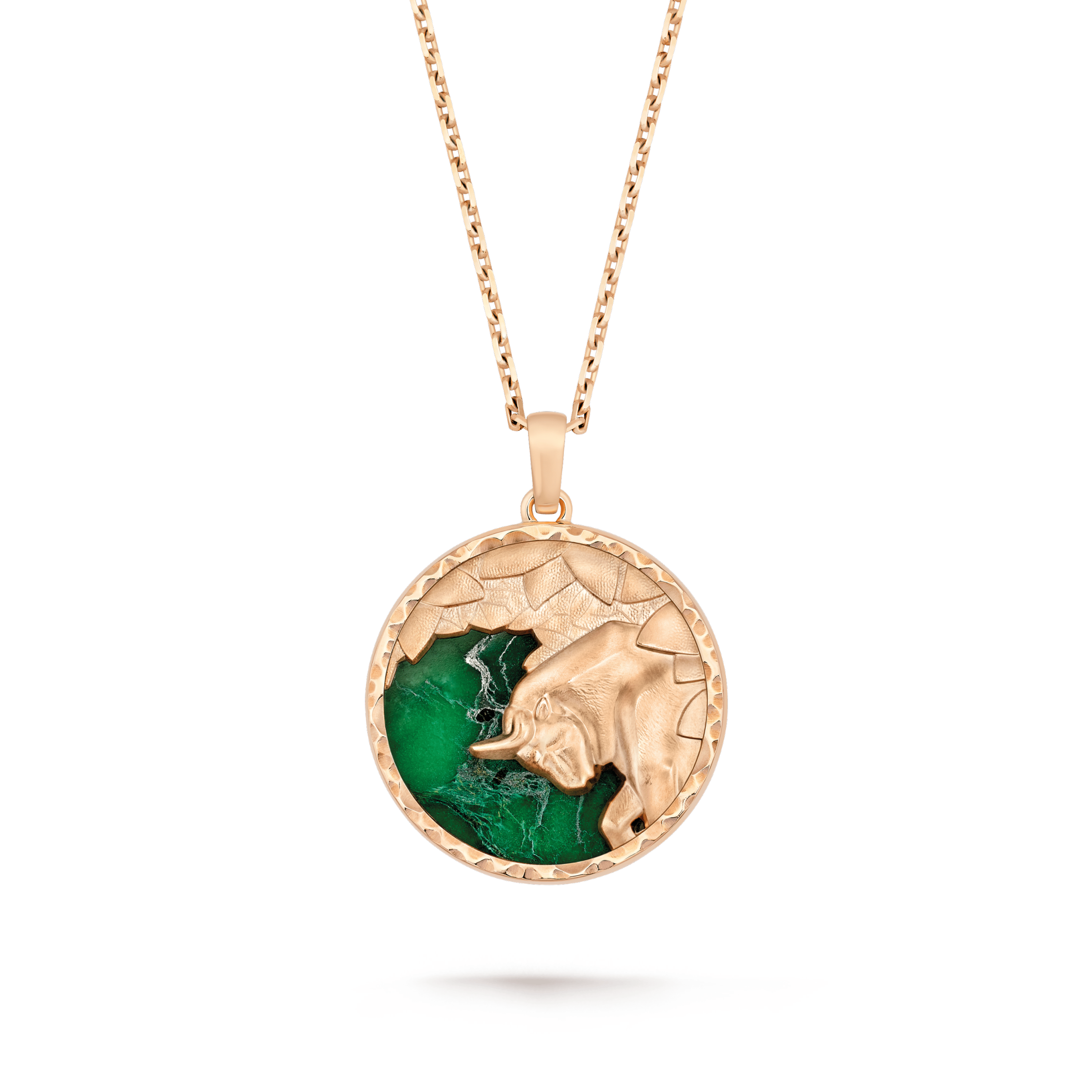 Zodiaque long necklace Tauri (Taurus) Rose gold, Aventurine