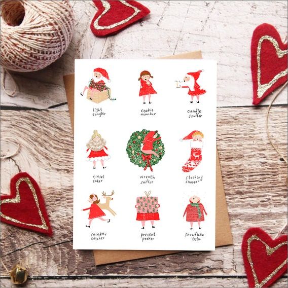 Cute Christmas Card With Elves