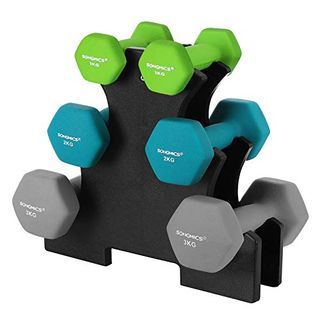 SONGMICS Hex Dumbbells Set with Stand
