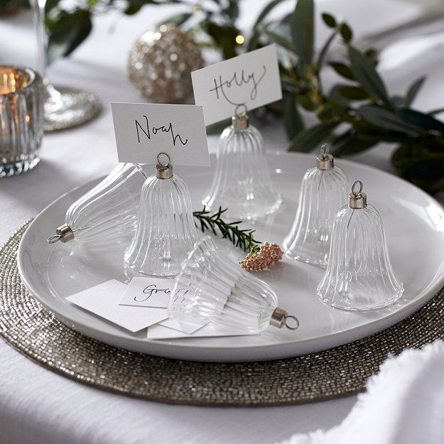 Glass Bell Placecard Holders – Set of 6