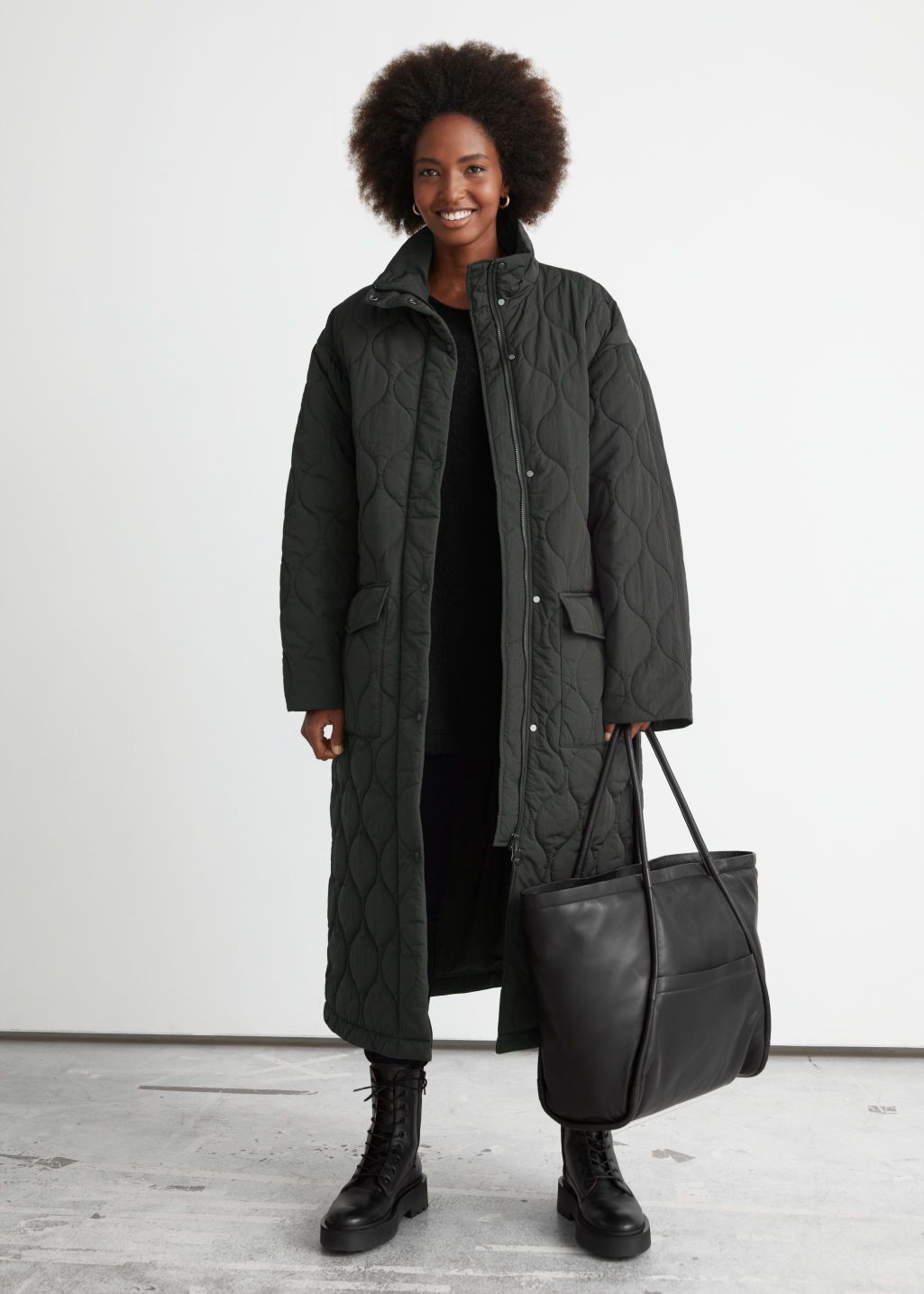 long padded coat with belt