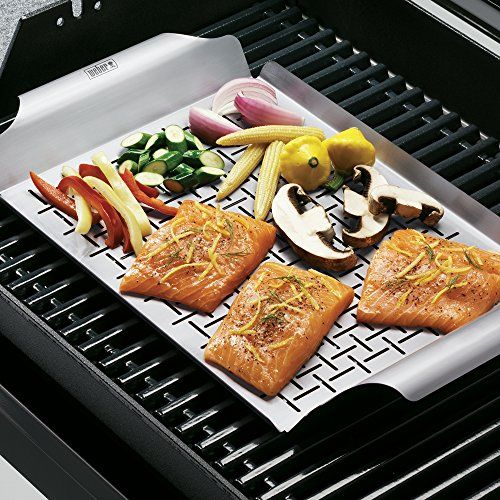 Grill Basket Set of 2 - Nonstick Grilling Tray Durable Grill Pans with Holes for Outdoor Grill Small and Big Topper Baskets BBQ Accessories for
