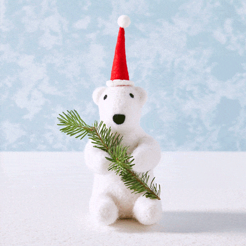 Different Sizes White Polar Bear with Red Star Christmas Decoration 