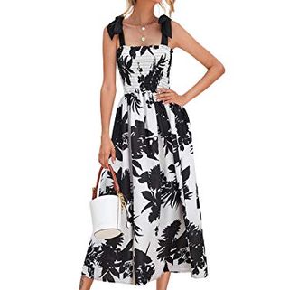 Black White Floral Maxi Dress
