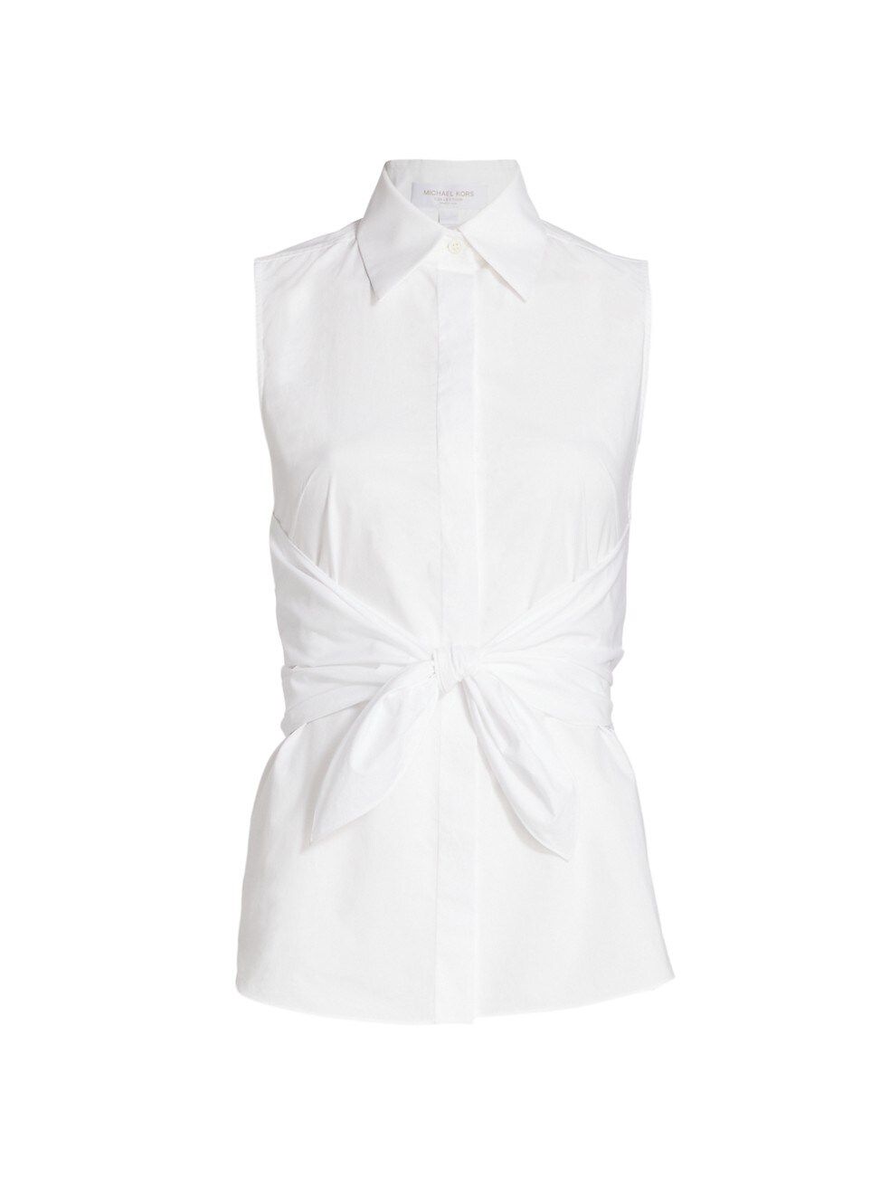 white sleeveless no iron blouse