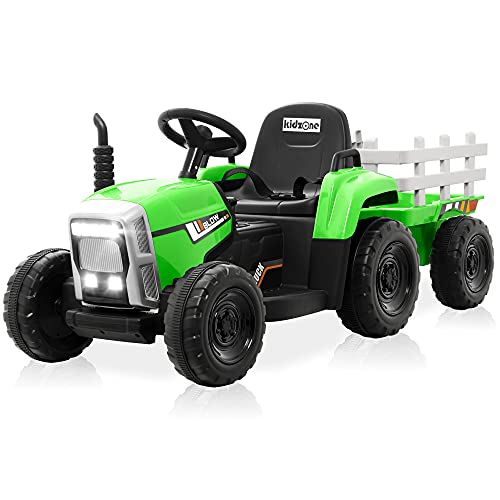 Kidzone Treaded Tires Kids Electric Tractor with Trailer 