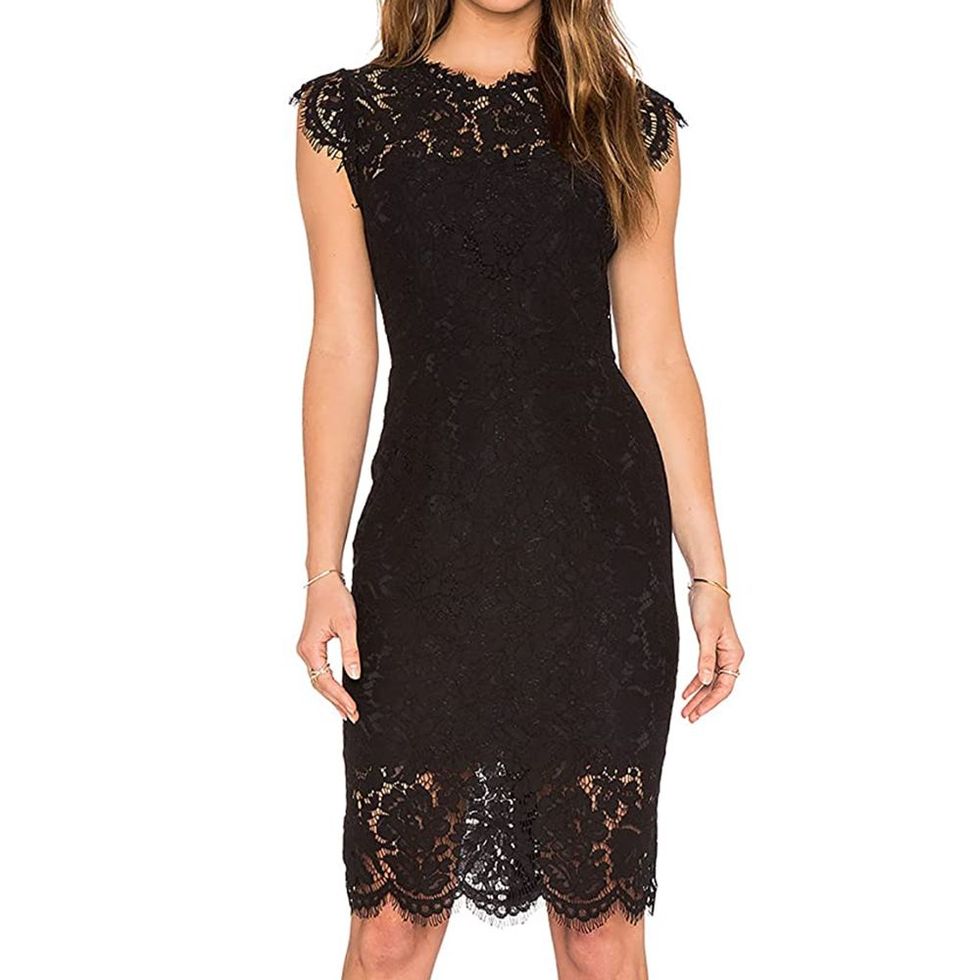 Women Round Neck Floral Lace Dress Mid Length Long Sleeve for Cocktail  Party (X-Small, Blue) at  Women's Clothing store