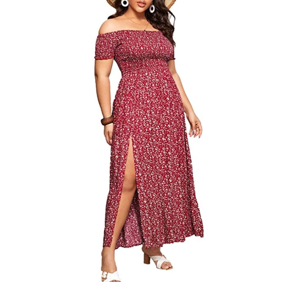 SHEIN Plus Belted Polka-dot Print Maxi Dress  Maxi dress, Gowns dresses  elegant, Plus size outfits