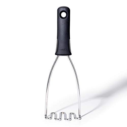 Obsoorth Mashed Potato Masher Stainless Steel Foldable Non Stick 12 Inch  Long Handle Heavy Duty Smasher Kitchen Tool with Small Holds for Avocado