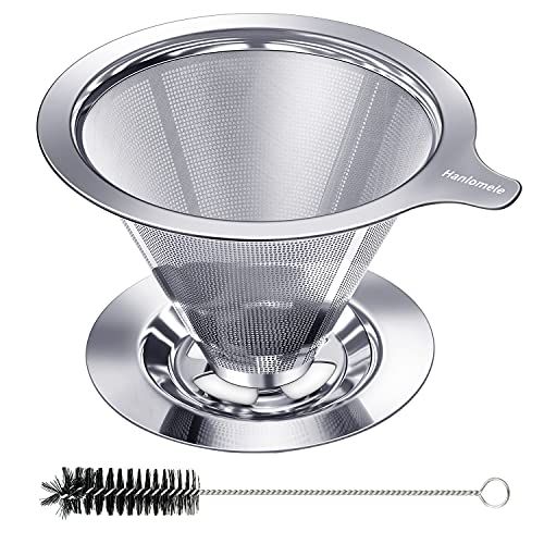 Reusable Coffee Filter Stainless Steel Pour over Coffee Dripper Metal Cone Paperless Single Cup Coffee Maker Slow Drip Mesh Gadget Tool 