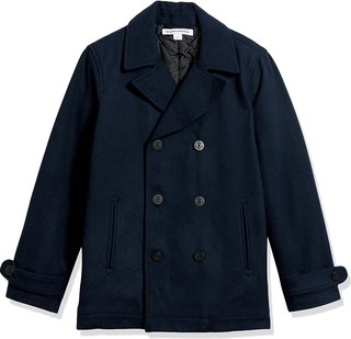 Double-Breasted Heavyweight Wool Blend Peacoat 