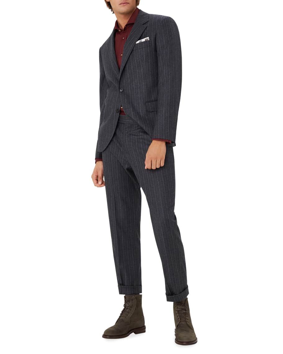 Flannel Chalk-Stripe Wool Suit