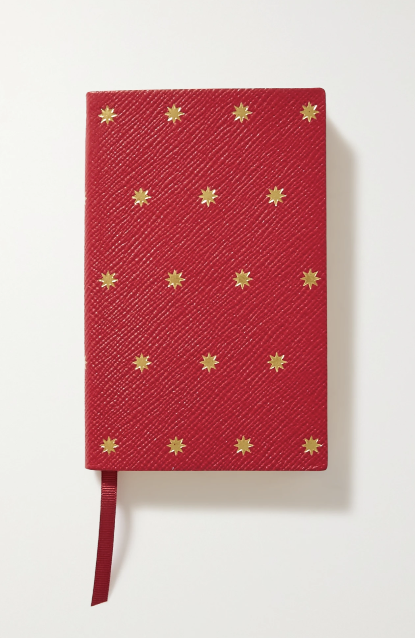 Panama printed textured-leather notebook