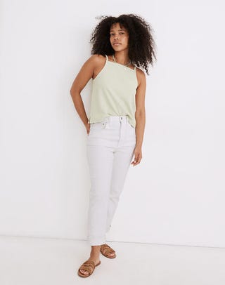 The High-Rise Slim Boyjean in Tile White