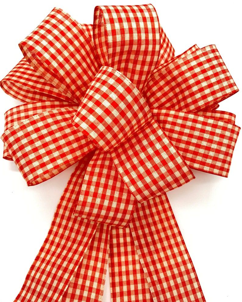 Red Gingham Bow Tree Topper