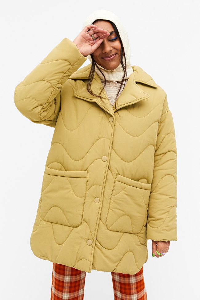 quilted yellow coat