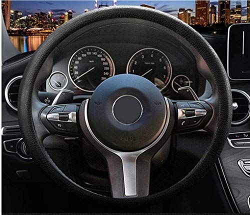 Sulida Steering Wheel Cover Auto Car Silicone Great Grip Anti-Slip Steering Cover for Diameter 36-38cm/13-15inch (black1)