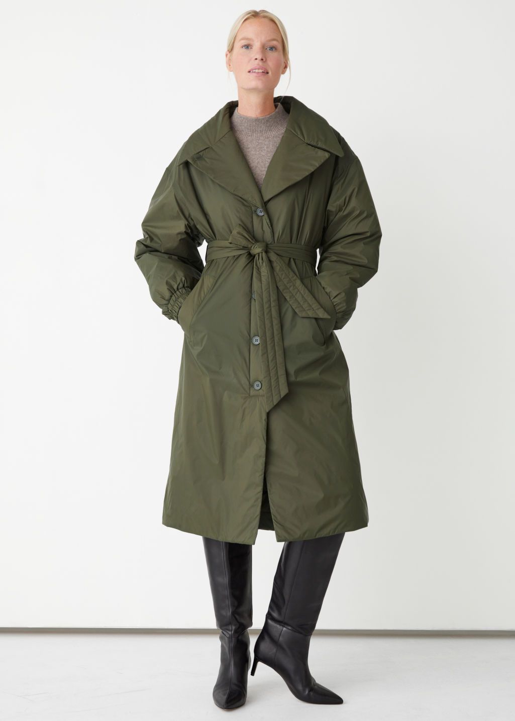 & other stories belted quilted coat