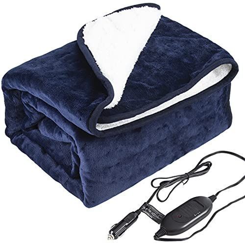 cheerfullus Car Electric Heated Blanket,Automotive Fleece Heated Blanket Throw with Timer for Car Truck RV Traveling Cold Weather,100x60cm 