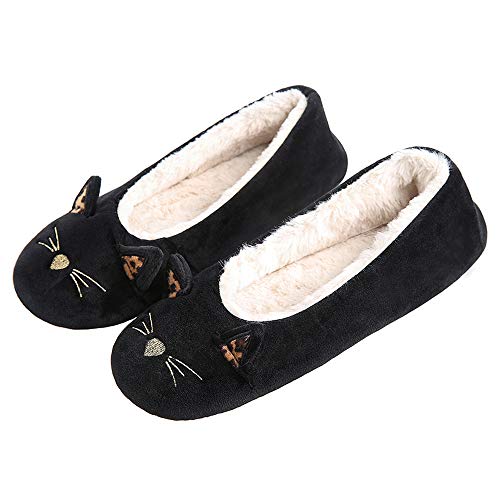 Black Cat Plush Slippers 