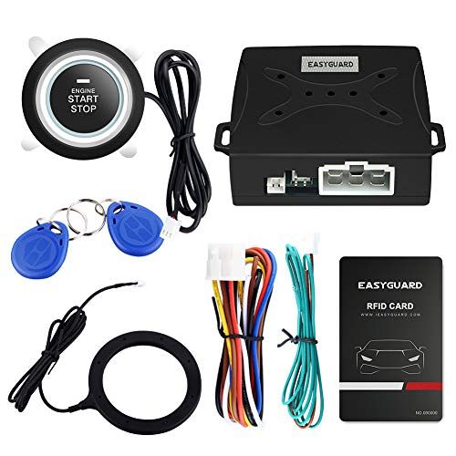 EASYGUARD EC004 Smart RFID Car Alarm System Push Engine Start Button & Keyless Go System Fits for Most DC12V Cars