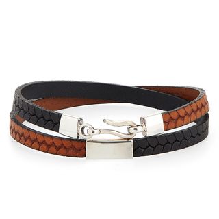 Caputo & Co. Embossed Leather Wrap Bracelet 