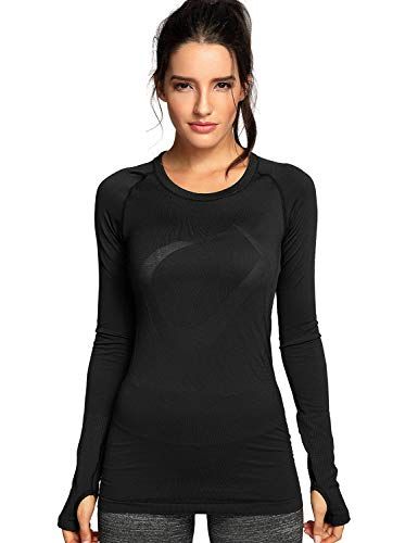 BALEAF Women's Long Sleeve Workout Shirts Loose Active Tops Running Gym Exercise T-Shirts with Thumb Hole 