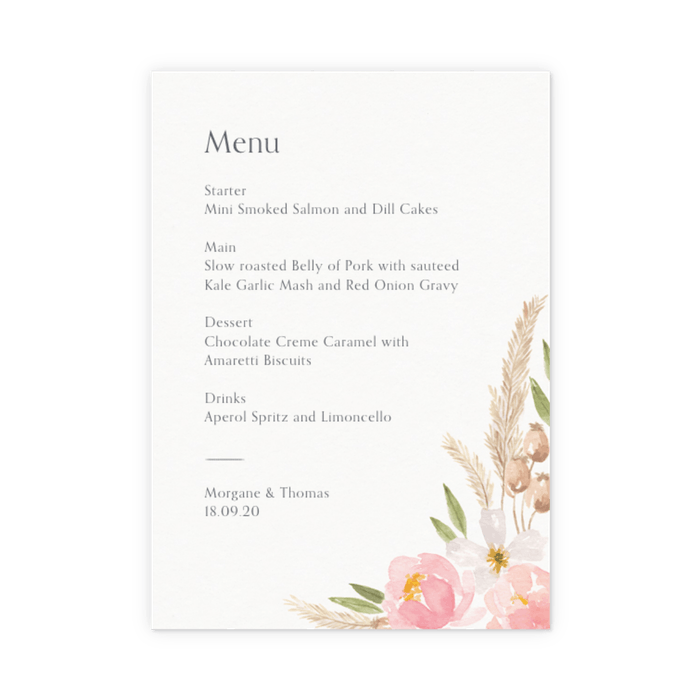 Dried Flower Bouquet Menu — Pack of 10