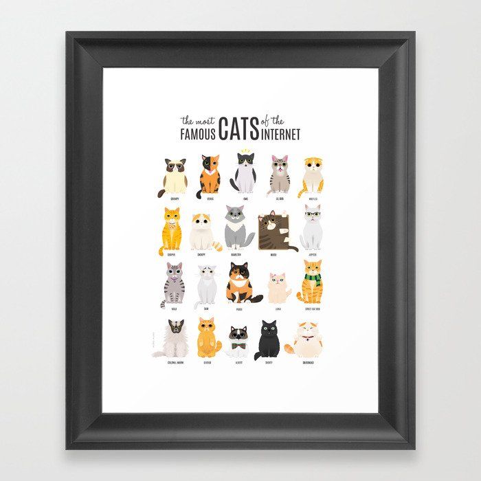 The Most Famous Cats of the Internet Framed Art Print