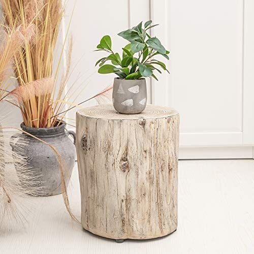 Faux Wood Stump Stool Accent Table