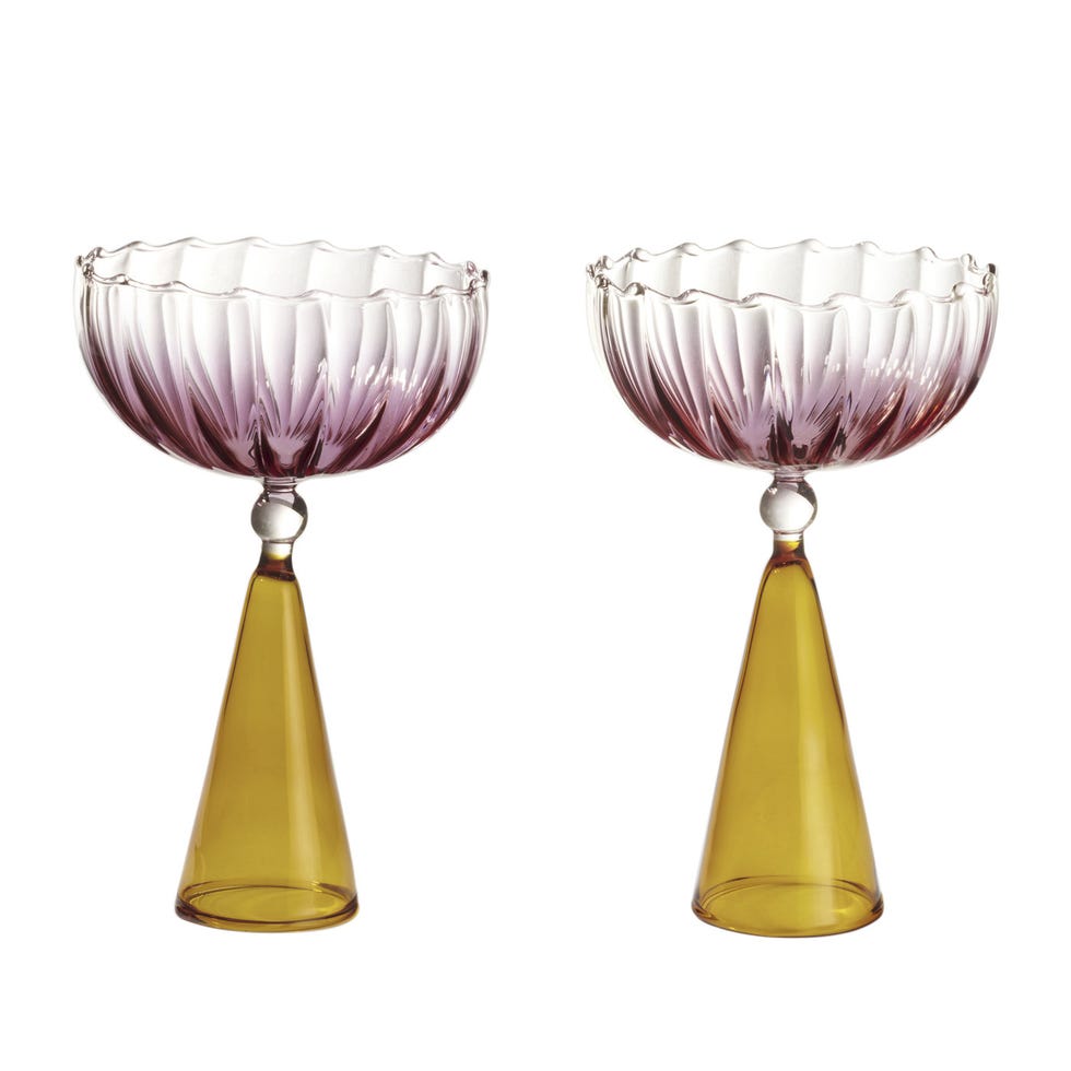 Rosy Set of 2 Pink Wine Glasses Luisa Beccaria