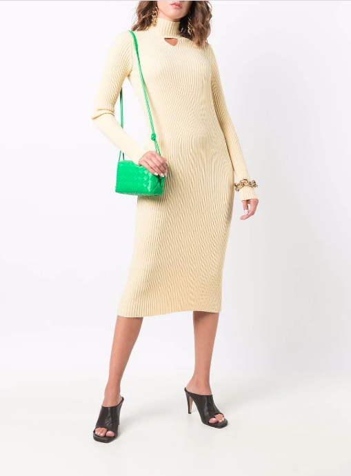 針織洋裝推薦16：Bottega Veneta鏤空設計羅紋針織洋裝