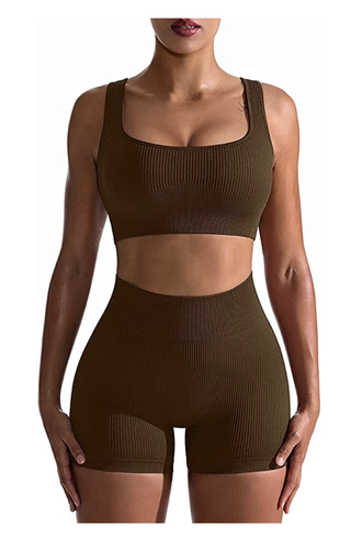 2 Piece Ribbed High Waist Leggings with Sports Bra