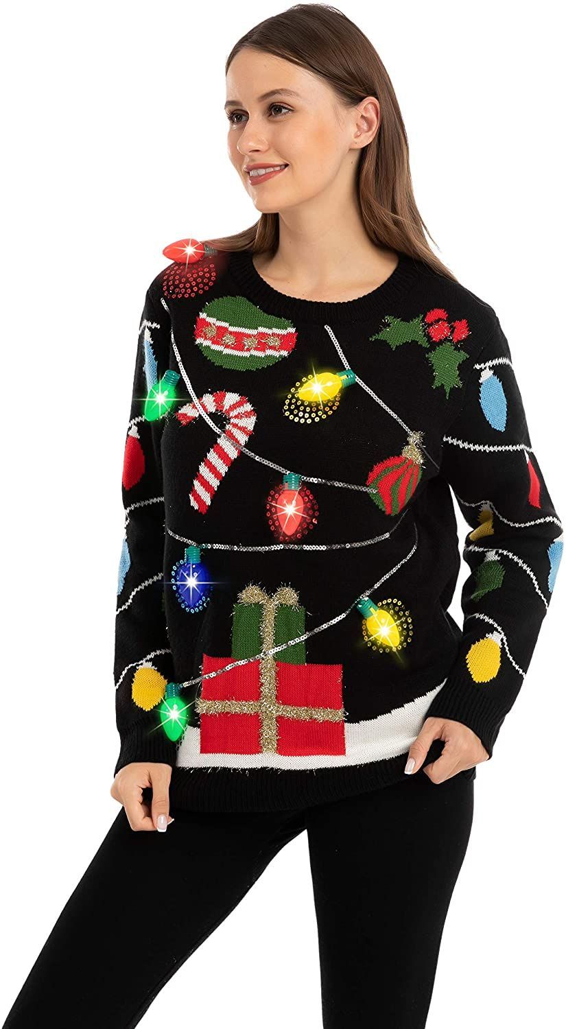 Funny Ugly Christmas Sweater Tipsy Elves Womens Santa Rose Ceremony Sweater