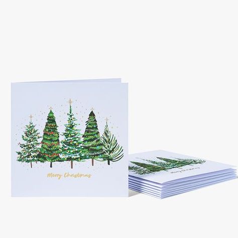 Brush Christmas Trees Charity Cards 