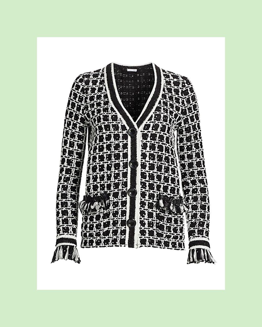 Sequined Grid Tweed Jacket