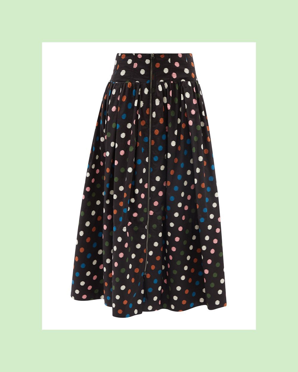 Polka-Dot Cotton-Poplin Midi Skirt