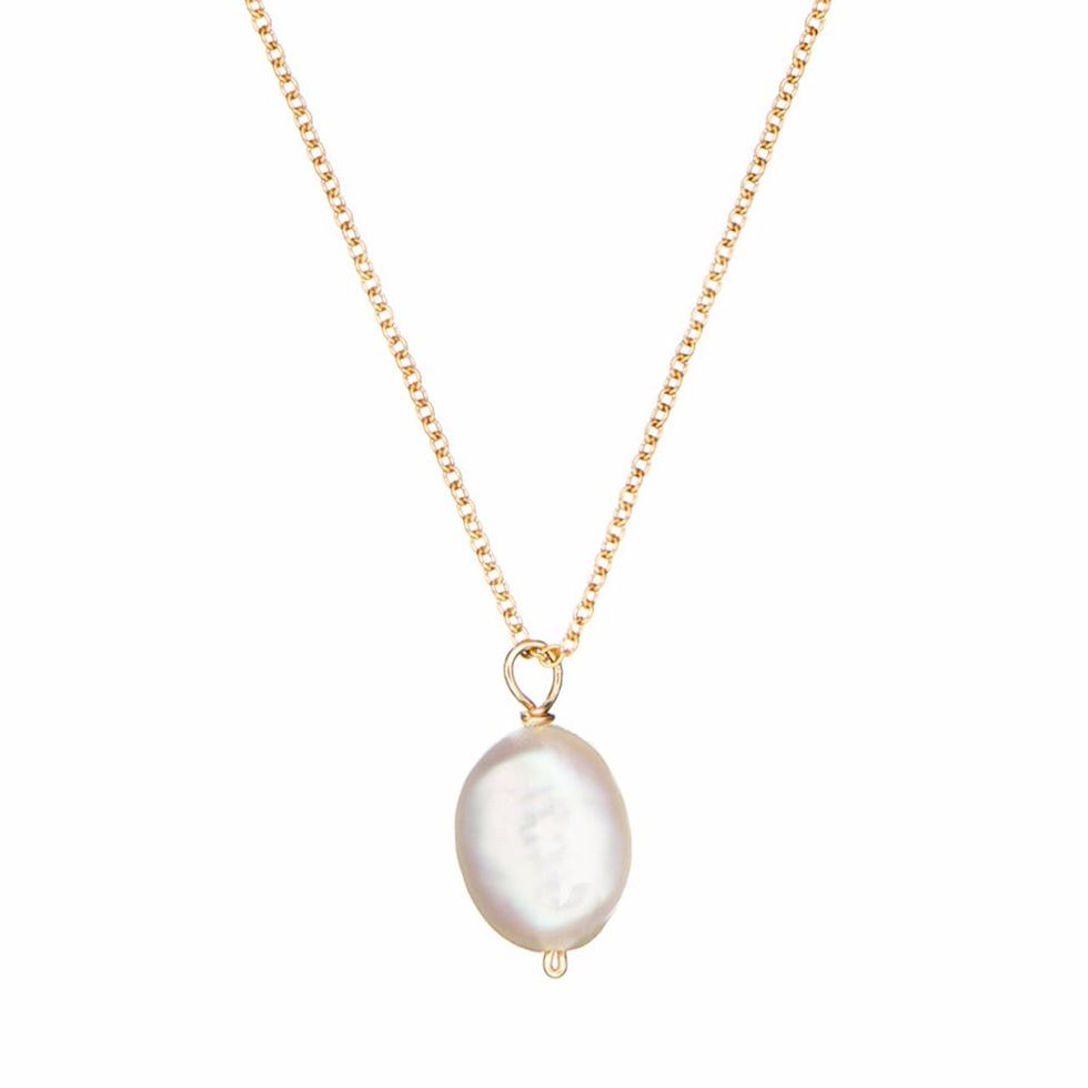 Gold Large Single Pearl Necklace