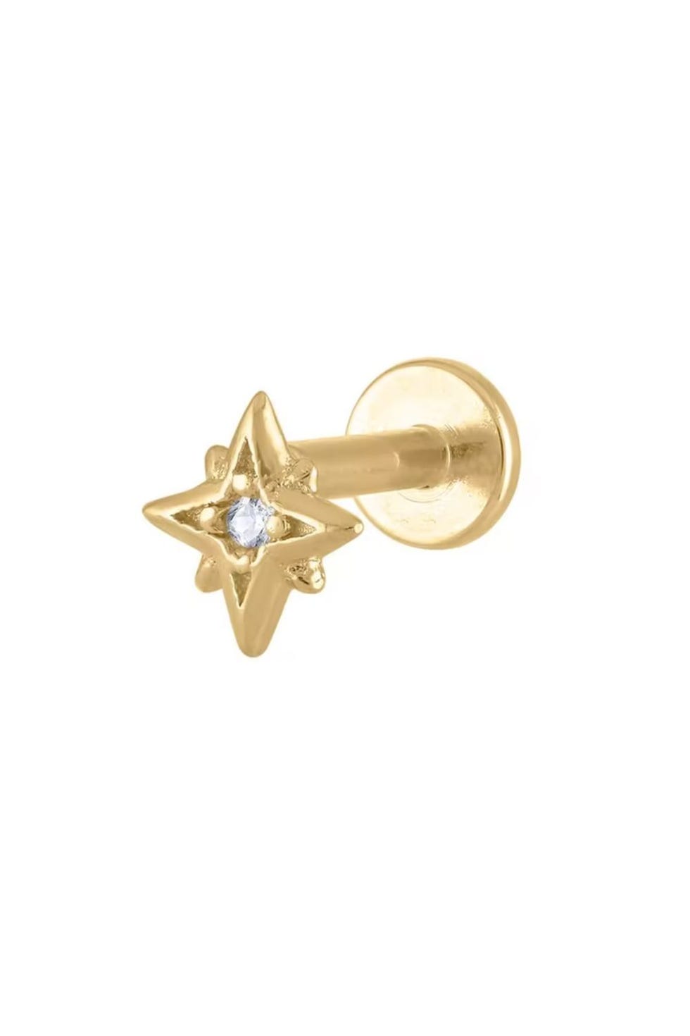 Tiny Secret Ball Back Earrings in 14K Gold, Single Earring / Gold at Maison Miru