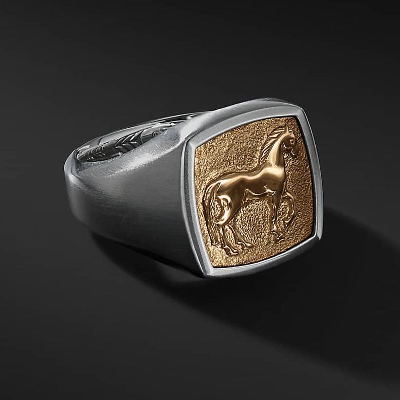 Petrvs Horse Pinky Ring with 18K Gold