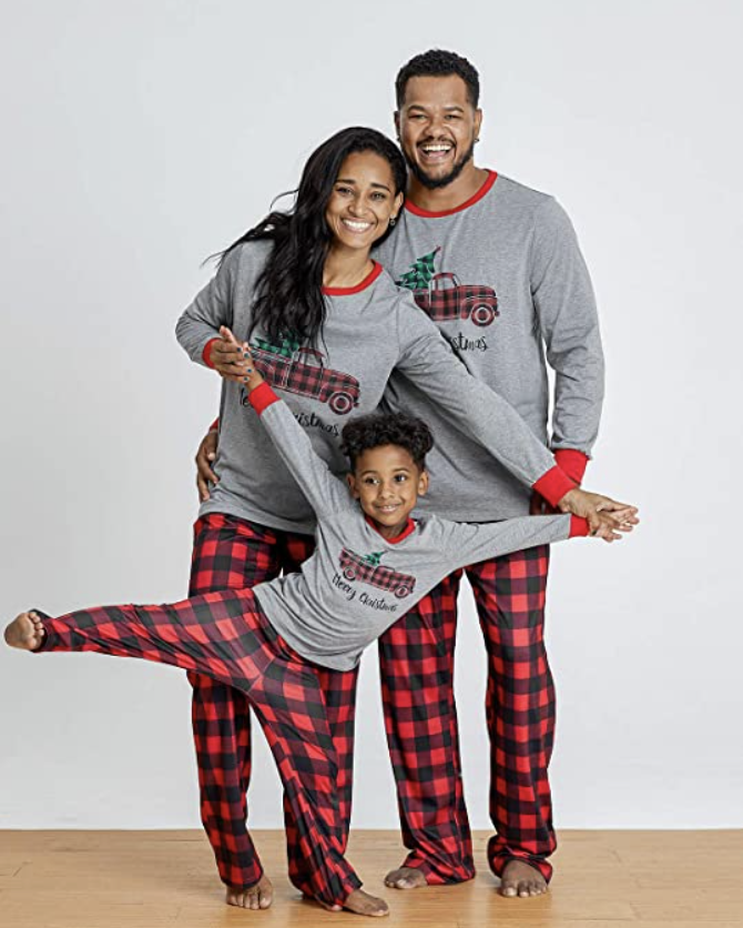 Red & White Moose Family Pajama Set