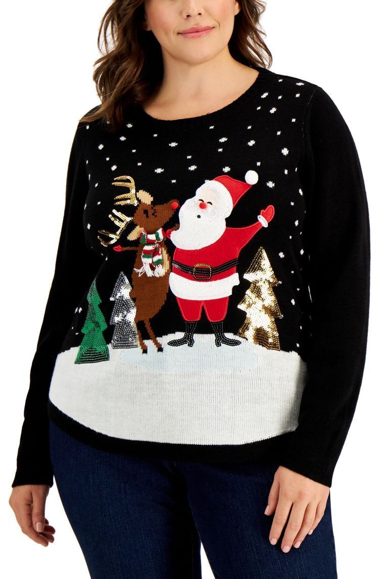 Womens Christmas 3D Xmas Reindeer Santa Rudolph Tree Pudding Novelty Jumper Top 